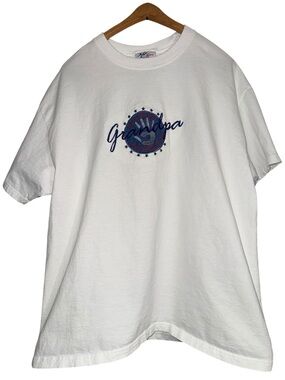 Vintage 90s Grandpa Seal of Approval T-Shirt XL White Embroidered Father's Day